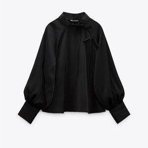 Zara satin effect black blazer